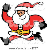 Vector of a Merry Cartoon Santa Running Forward with a Big Smile by Zooco