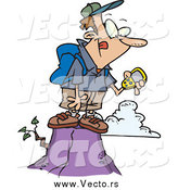 Vector of a Mountain Top Geocaching Man by Toonaday