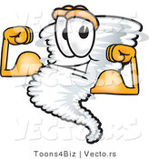 Vector of a Muscular Cartoon Tornado Mascot Flexing Strong Muscles by Mascot Junction