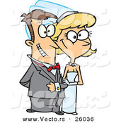 Vector of a Nervous Cartoon Bride and Groom by Toonaday