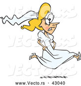 Vector of a Nervous Cartoon Bride Running Fast by Toonaday