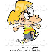 Vector of a Nervous Cartoon Girl Running on a Track by Toonaday