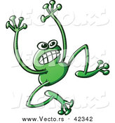 Vector of a Nervous Jumping Green Frog with Long Legs by Zooco