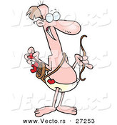 Vector of a Old Cartoon Cupid Man Smirking While Holding a Bow and Reaching for a Love Heart Arrow by Toonaday