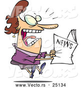 Vector of a Paranoid Cartoon Woman Reading News That Is Shocking by Toonaday