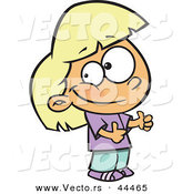 Vector of a Pleased Cartoon Blond Girl Holding with Both Thumbs up by Toonaday