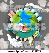 Vector of a Polluted Earth Coughing by