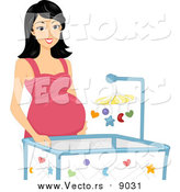 Vector of a Pregnant Woman by a Crib by BNP Design Studio