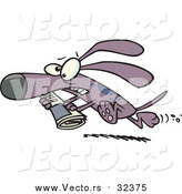 Vector of a Pressured Cartoon Dog Running Fast with a Newspaper by Toonaday