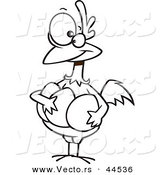 Vector of a Proud Cartoon Hen Holding Her Eggs - Coloring Page Outline by Toonaday