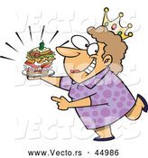 Vector of a Proud Cartoon Sandwich Queen Lady Wearing a Crown by Toonaday