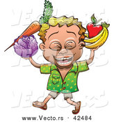 Vector of a Proud Man Carrying Nutritious Fruits and Vegetables by Zooco
