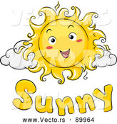 Vector of a Proud Sun Mascot over Sunny Text by BNP Design Studio