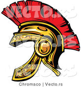 Vector of a Red and Gold Spartan Helmet by Chromaco