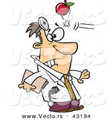 Vector of a Red Apple Hitting a Cartoon Doctor in the Head by Toonaday