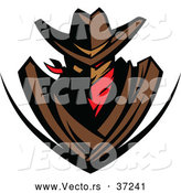 Vector of a Red Eyed Cowboy Outlaw Shield by Chromaco