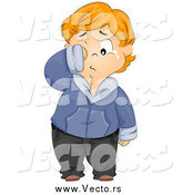 Vector of a Red Haired White Bullied Chubby Boy Crying and Rubbing His Eyes by BNP Design Studio