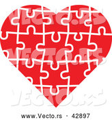 Vector of a Red Jigsaw Puzzle Love Heart by Zooco