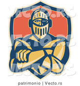 Vector of a Retro Knight Standing with Arms Crossed by Patrimonio