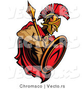 Vector of a Roman Spartan Warrior with Shield and Spear by Chromaco