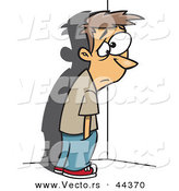 Vector of a Sad Cartoon Boy Standing in a Corner by Toonaday