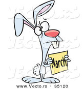 Vector of a Sad Cartoon Rabbit Holding up a March Sign by Toonaday