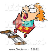Vector of a Scared Boy Riding a Roller Coaster - Cartoon Style by Toonaday