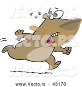 Vector of a Scared Cartoon Bear with Honey All over His Face Running from a Swarm of Bees by Toonaday