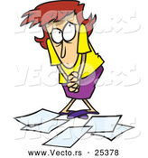 Vector of a Scared Cartoon Female Worker Getting Yelled at for Dropping Papers by Toonaday