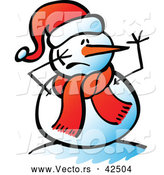 Vector of a Scared Cartoon Snowman by Zooco