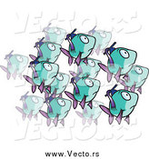 Vector of a School of Purple and Turquoise Fish by Toonaday