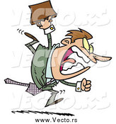 Vector of a Screaming Angry Businessman Boss Running and Charging Forward with a Briefcase by Toonaday