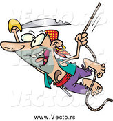 Vector of a Screaming Pirate with a Sword Swinging on a Rope by Toonaday