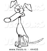 Vector of a Seated Female Cartoon Greyhound Dog - Coloring Page Outline by Toonaday