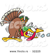 Vector of a Shivering Cartoon Turkey Wearing Earmuffs and a Scarf by Toonaday