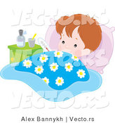 Vector of a Sick Baby Boy Resting in Bed by Alex Bannykh