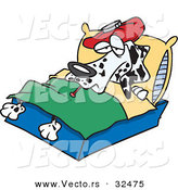 Vector of a Sick Cartoon Dalmatian Dog Resting in Bed by Toonaday