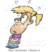 Vector of a Sick Cartoon Girl Holding Her Upset Tummy by Toonaday