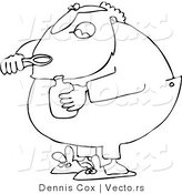 Vector of a Sick Cartoon Santa Taking Cough Syrup - Line Drawing by Djart