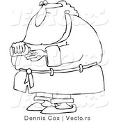 Vector of a Sick Cartoon Santa Taking Pills - Line Drawing by Djart