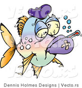 Vector of a Sick Fish with a Fever by Dennis Holmes Designs