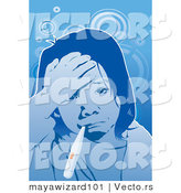 Vector of a Sick Girl Checking Her Temperature with a Thermometer by Mayawizard101