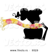 Vector of a Silhouetted Cartoon Girl Wearing a Pink and Yellow Scarf by BNP Design Studio
