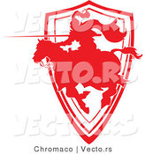 Vector of a Silhouetted Red Knight Charging with Lance While Jousting on Horse by Chromaco