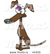Vector of a Sitting Cartoon Female Greyhound Dog by Toonaday