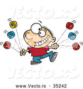 Vector of a Smiling Cartoon Boy Using Multiple Yo Yo's by Toonaday