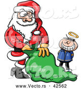 Vector of a Smiling Cartoon Boy Waiting for Santa's Presents by Zooco