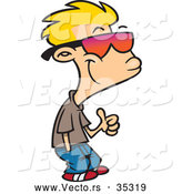 Vector of a Smiling Cartoon Boy Wearing Sunglasses While Giving a Thumbs up Hand Gesture by Toonaday