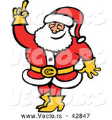 Vector of a Smiling Cartoon Santa Raising a Finger While Testing the Air Temp and Wind Direction by Zooco