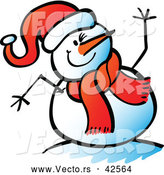Vector of a Smiling Cartoon Snowman Waving Hello While Winking by Zooco